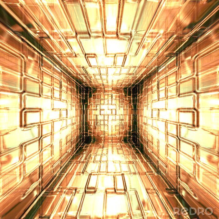 Fototapete Goldener Glastunnel