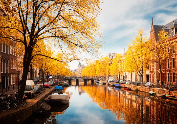 Fototapete Goldener Herbst in Amsterdam