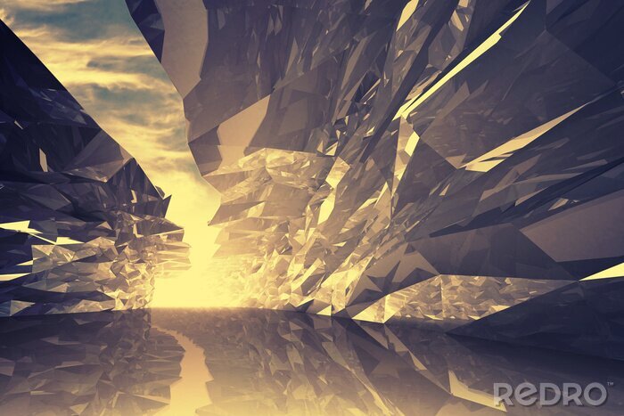 Fototapete Goldener Kristalltunnel