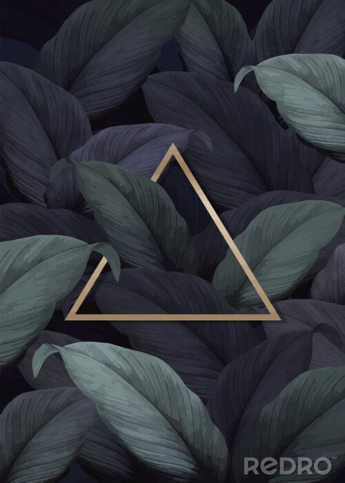 Fototapete Goldenes Dreieck inmitten von dunklen Blättern