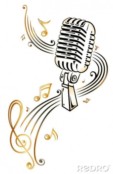 Fototapete Goldenes Mikrofon