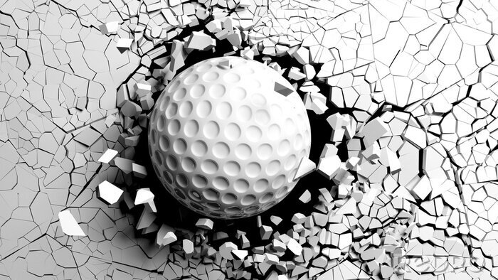 Fototapete Golfball 3D Grafik schwarz-weiß