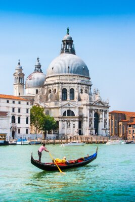 Fototapete Gondoliere im hintergrund der venezianischen basilika