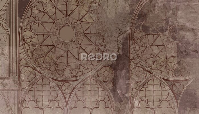 Fototapete Gotisches Buntglas im Vintage-Stil