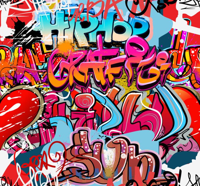 Fototapete Graffiti 3D mit Hip-Hop