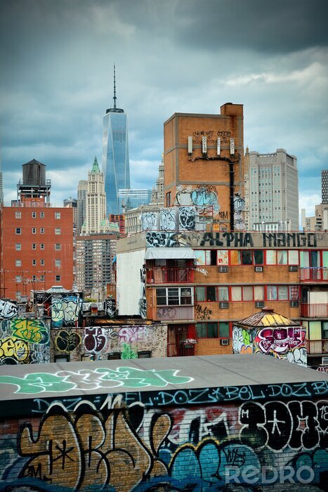 Fototapete Graffiti auf Gebäuden von Manhattan