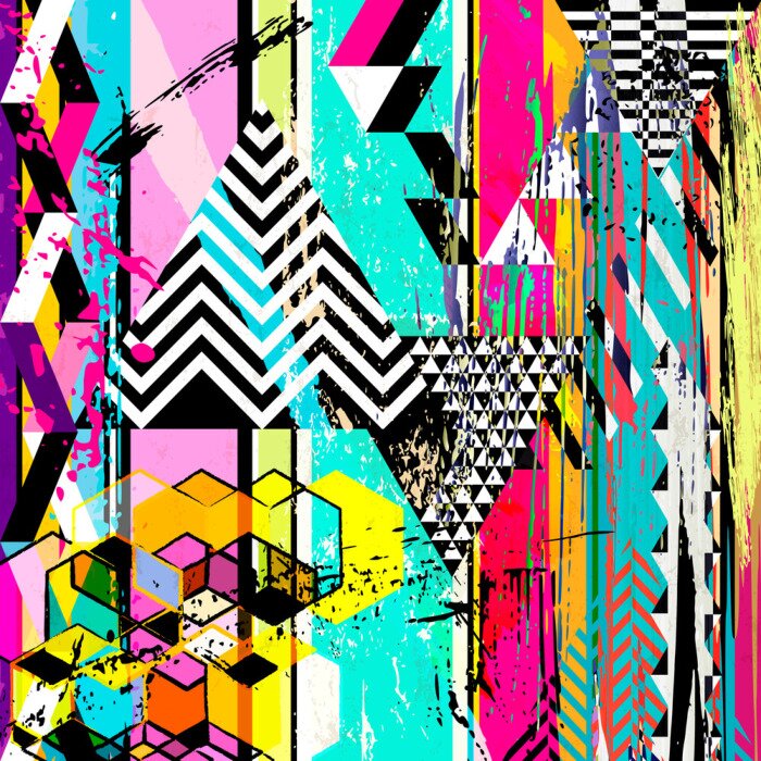 Fototapete Graffiti geometrisch in Farbe