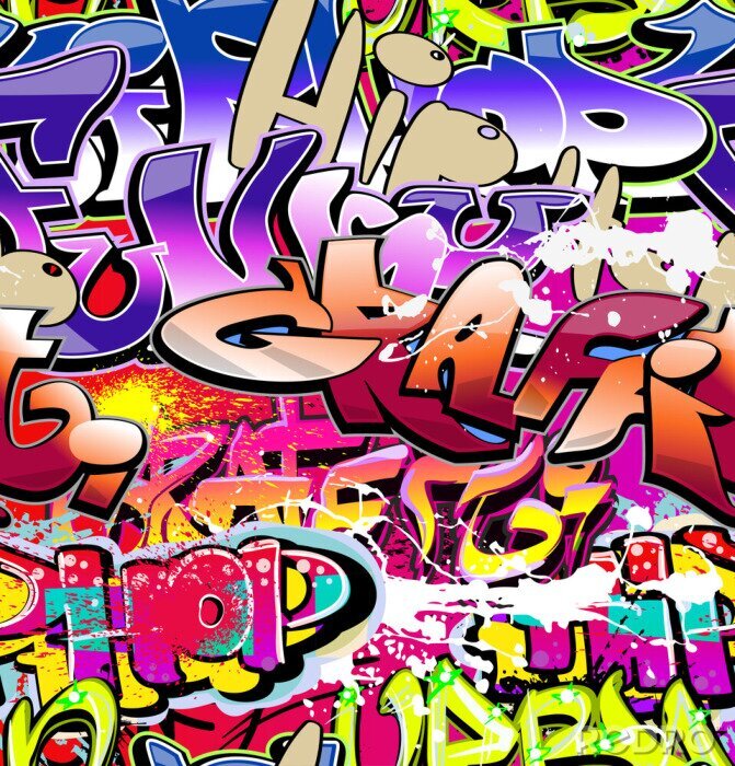 Fototapete Graffiti-Inschriften in verschiedenen Farben