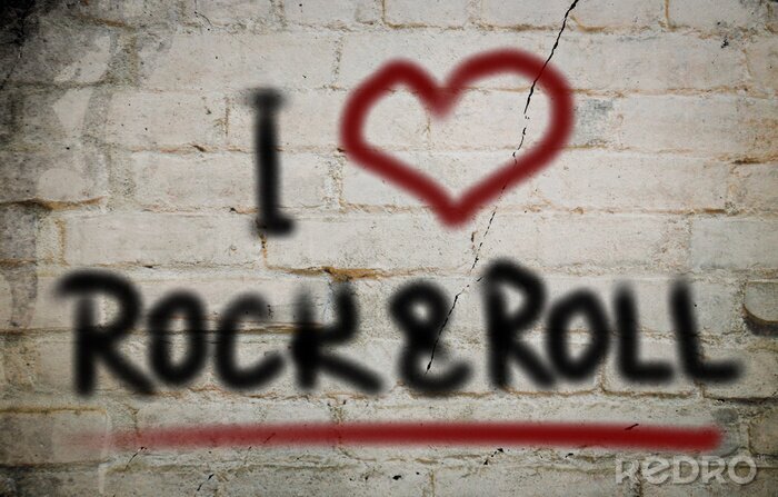 Fototapete Graffiti mit der Inschrift I love rock
