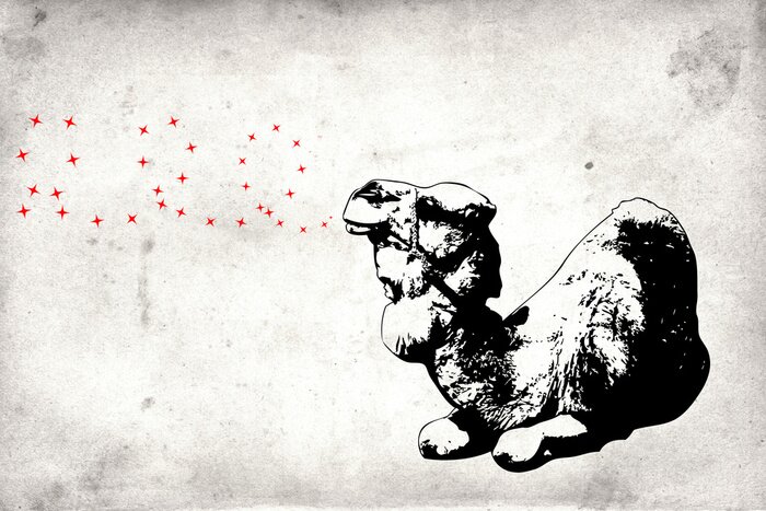 Fototapete Graffiti mit Kamel auf Mauer