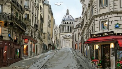 Fototapete Grafik der Straße in Paris