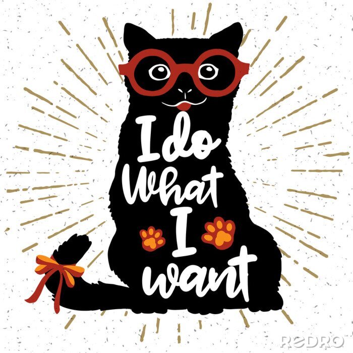 Fototapete Grafik Katze mit Aufschrift