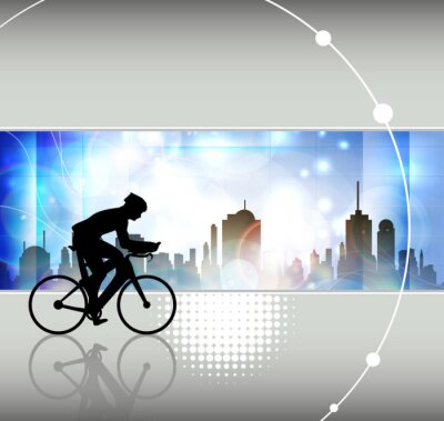 Grafik mit dem Fahrrad und der Stadt im Hintergrund
