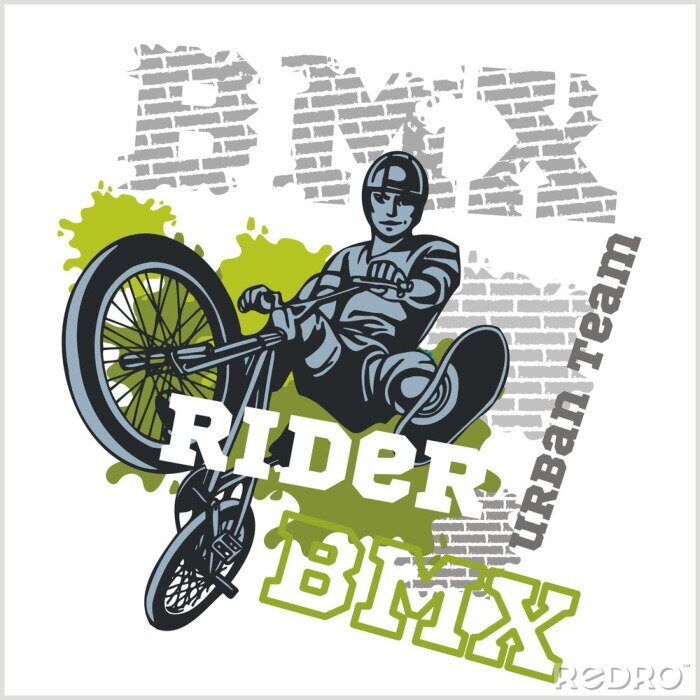 Fototapete Grafik mit dem Radfahrer und BMX