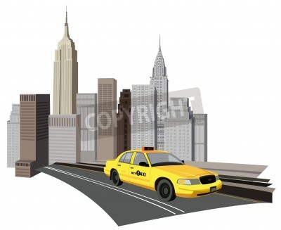 Fototapete Grafik mit New Yorker Taxi
