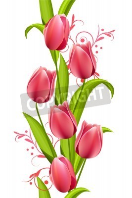 Fototapete Grafikmuster mit Tulpen