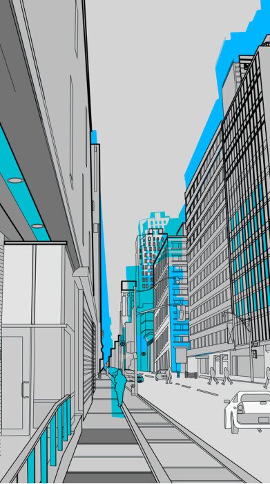 Fototapete Grafische Darstellung der Straße in der Stadt