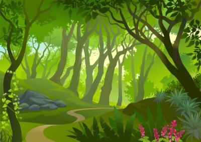 Fototapete Grafische grüne Dschungel-Ansicht