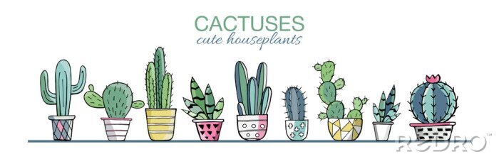 Fototapete Grafische Kaktuspflanzen