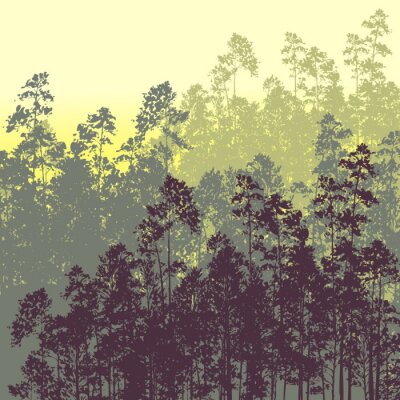 Fototapete Grafische Landschaft mit Bäumen