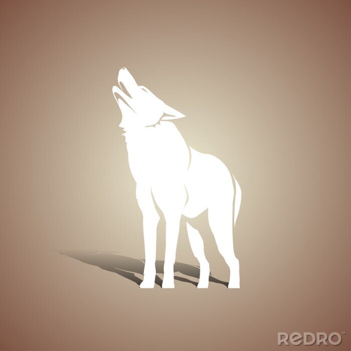 Fototapete Grafische Silhouette eines Wolfes