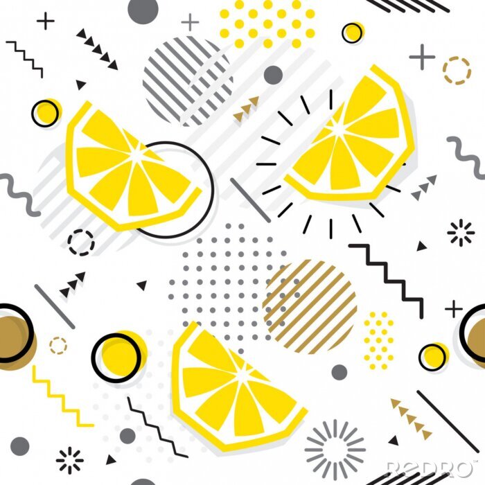 Fototapete Grafische Zitronenfrüchte und geometrische Formen