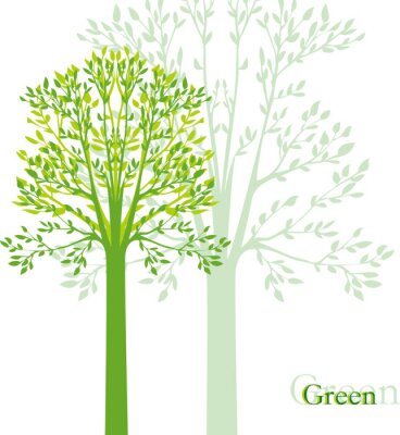 Fototapete Grafischer Baum in Grün
