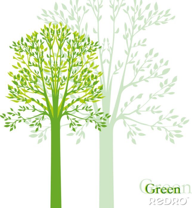 Fototapete Grafischer Baum in Grün