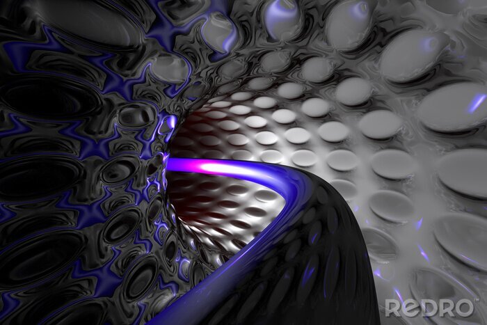 Fototapete Grafischer Tunnel 3D mit Violett