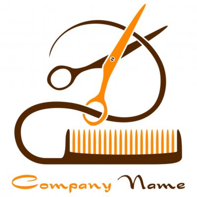 Fototapete Grafisches Friseur-Logo