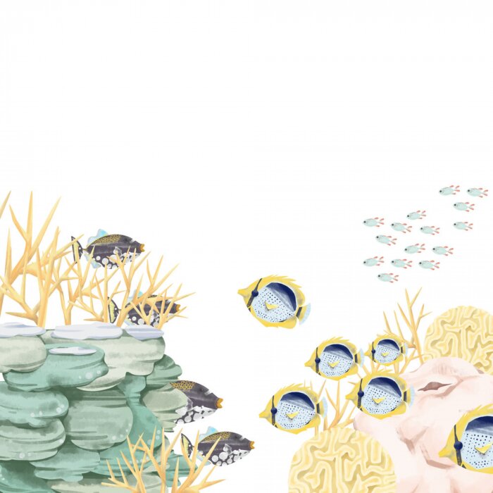 Fototapete Grafisches Korallenriff im minimalistischen Stil
