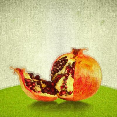 Granatapfel auf Leinwand gemalt