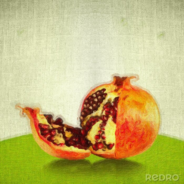 Fototapete Granatapfel auf Leinwand gemalt
