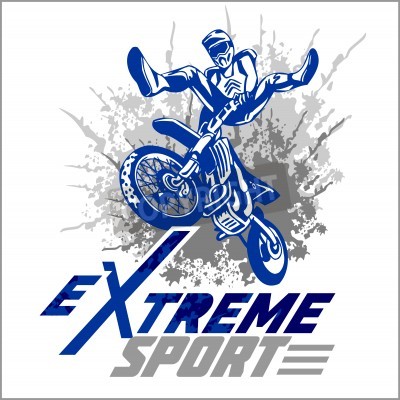 Fototapete Grau-blaue Grafiken mit Motocross