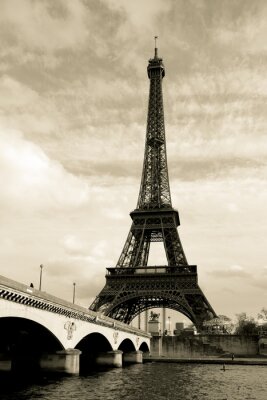 Fototapete Graue Ansicht des Pariser Eiffelturms