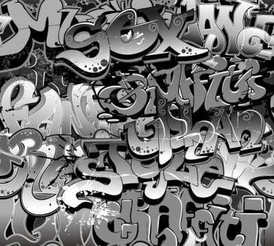 Fototapete Graue Aufschriften an der Mauer