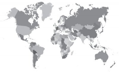 Fototapete Graue Karte der Welt