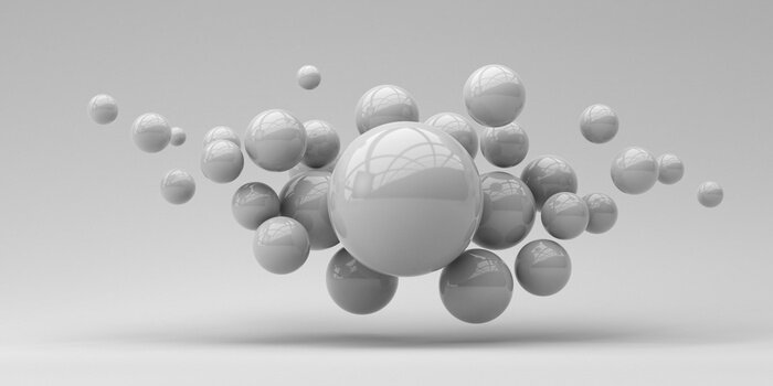 Fototapete Graue schwebende Kugeln
