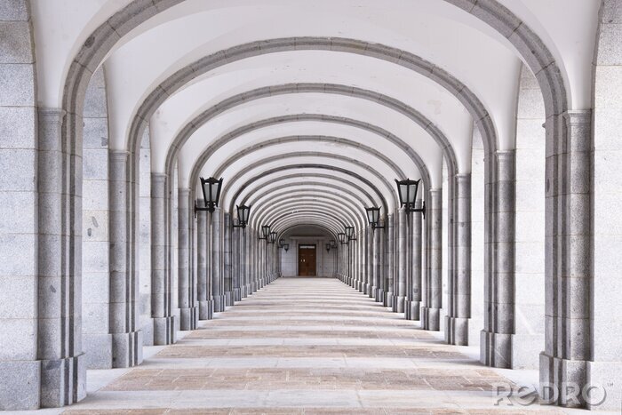 Fototapete Graue symmetrische Säulen 3D