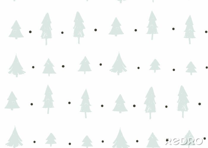 Fototapete Graue Weihnachtsbäume und Punkte