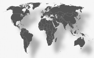 Fototapete Graue Weltkarte mit Schatten