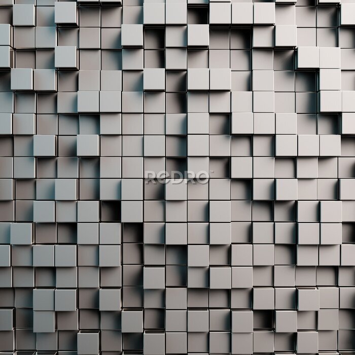 Fototapete Grauer 3D Hintergrund mit Würfeln