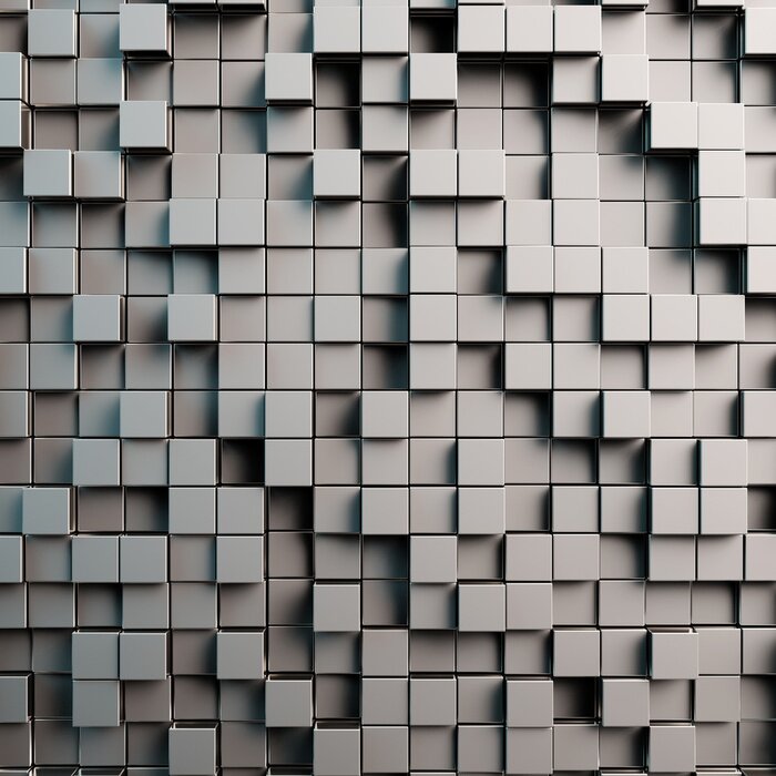 Fototapete Grauer 3D Hintergrund mit Würfeln