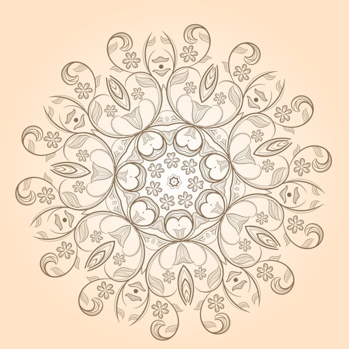 Fototapete Graues Ornament auf beigem Hintergrund