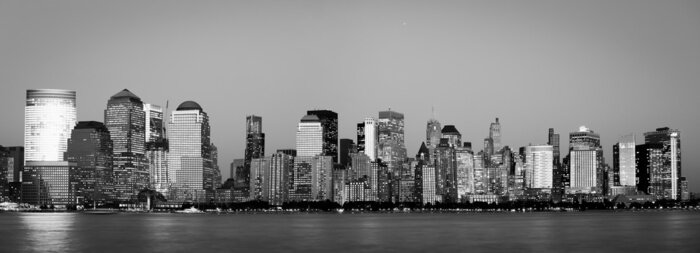 Fototapete Graues Panorama von Wolkenkratzern