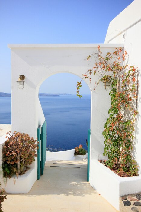 Fototapete Griechische Gasse am Meer