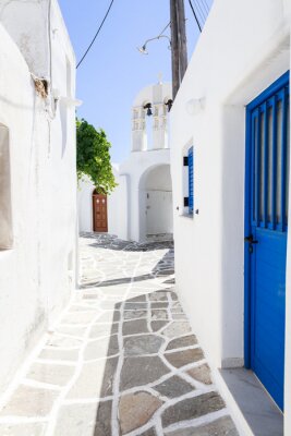 Fototapete Griechische Gasse mit blauer Tür