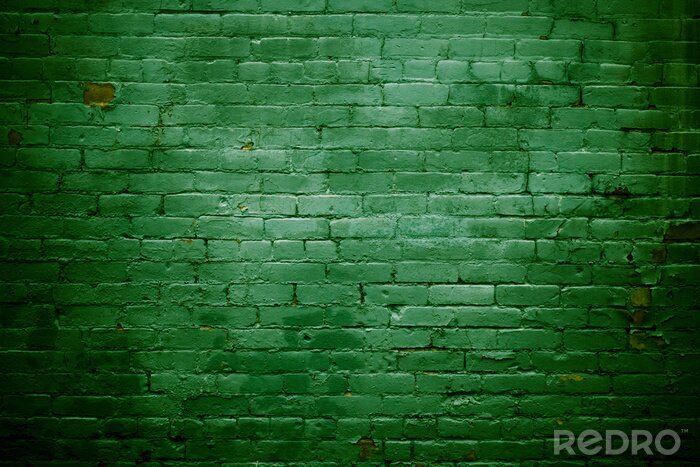Fototapete Grüne Backsteinmauer