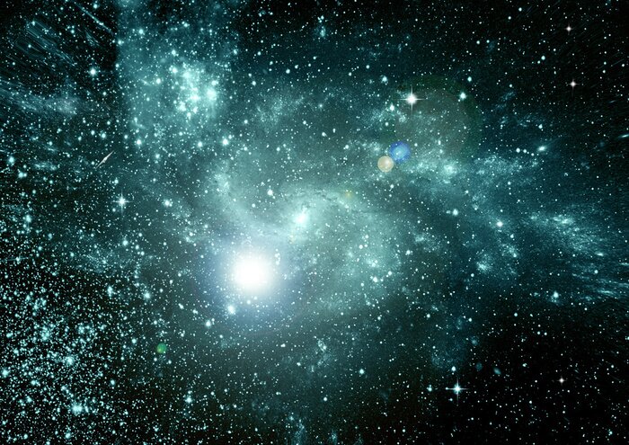 Fototapete Grüne Galaxie in Raum