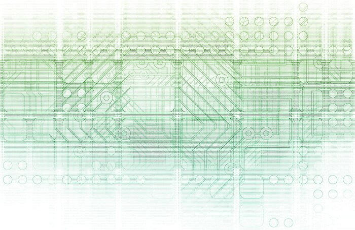 Fototapete Grüne technologische Verbindungen